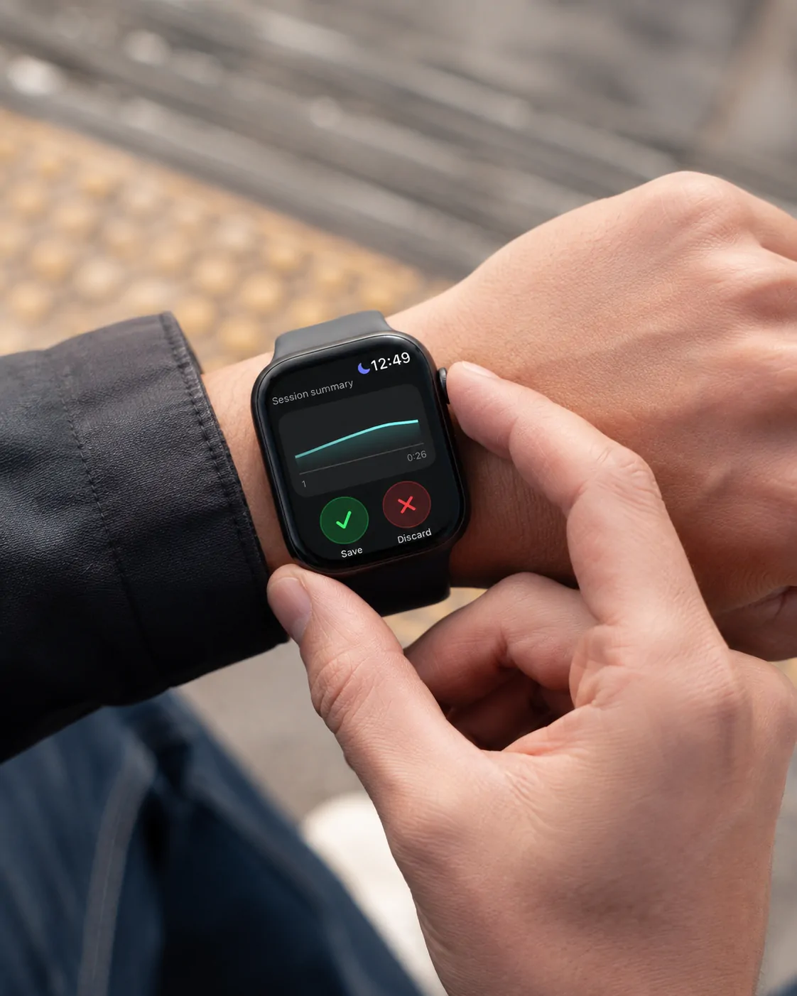 Saving a Habit Bandz session from the session summary screen on Apple Watch